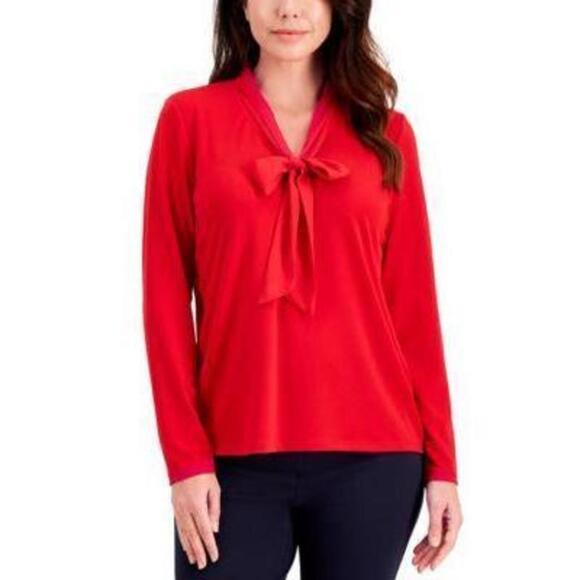 Charter Club Woven Tie Top Ravishing Red L - Picture 1 of 1
